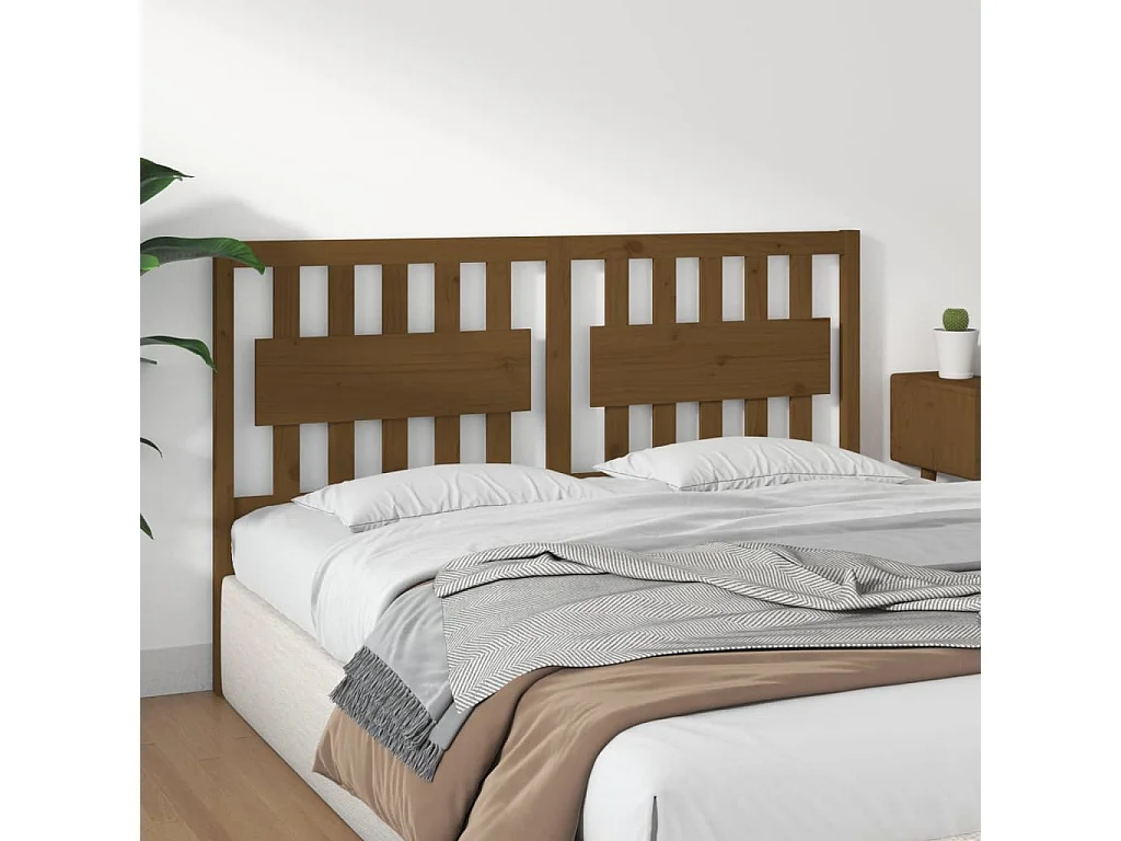 Tête de Lit | Panneau de tête pour lit Moderne Marron miel 155,5x4x100 cm Bois massif de pin