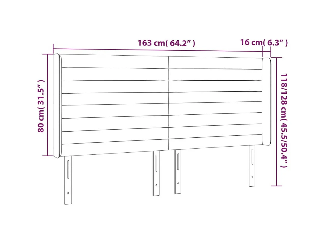 Cabecero | Cabezal de Cama | Mueble cabecero con LED de terciopelo gris oscuro 163x16x118/128 cm