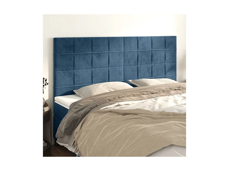 Têtes de lit | Panneaux de tête pour lit Moderne 4 pcs Bleu foncé 80x5x78/88 cm Velours