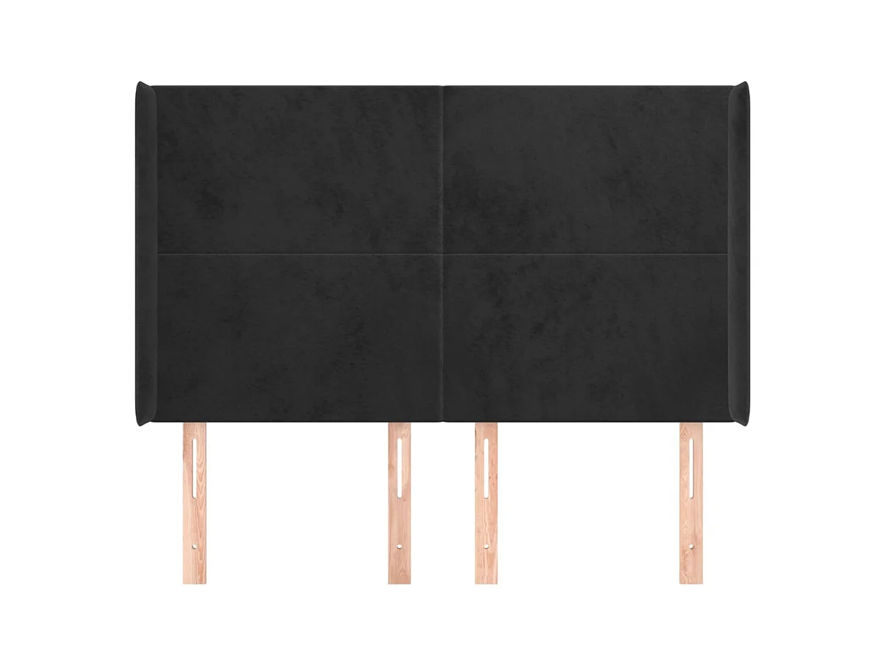 Cabecero | Cabezal de Cama | Mueble cabecero con orejas de terciopelo negro 147x16x118/128 cm