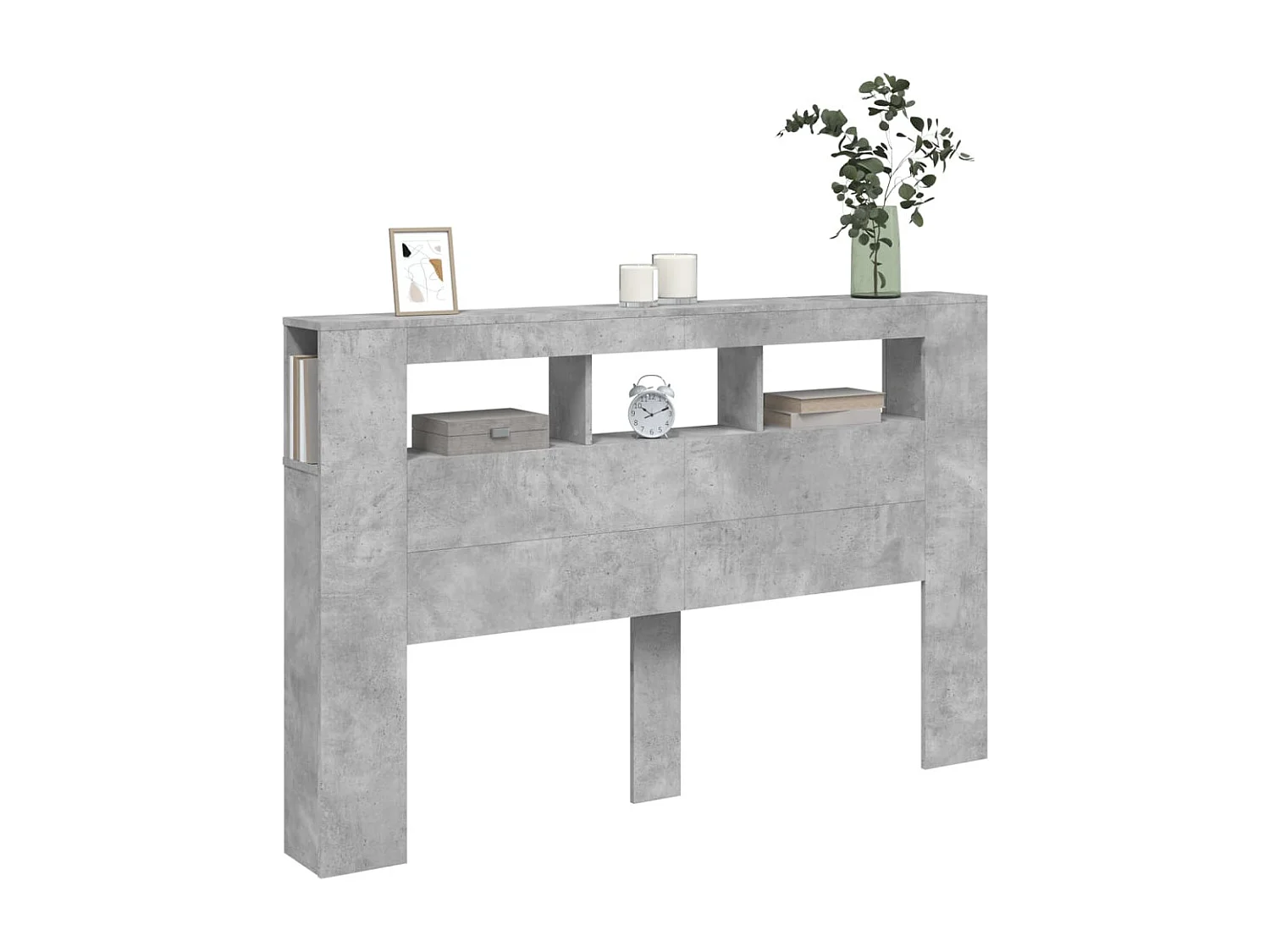 Tête de Lit | Panneau de tête pour lit Moderne à LED gris béton 160x18,5x103,5cm bois d'ingénierie