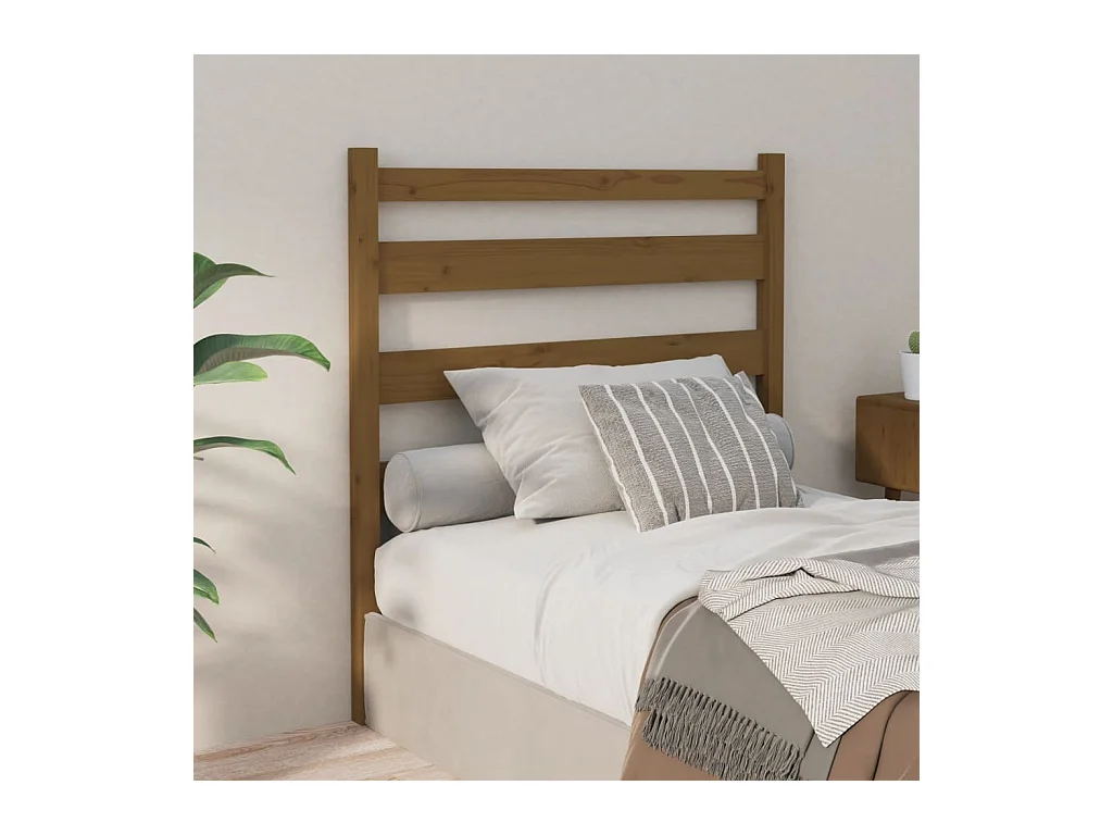 Cabecero de Cama | Cabezal de cama | Mueble de cabecero madera maciza de pino marrón miel 81x4x100 cm