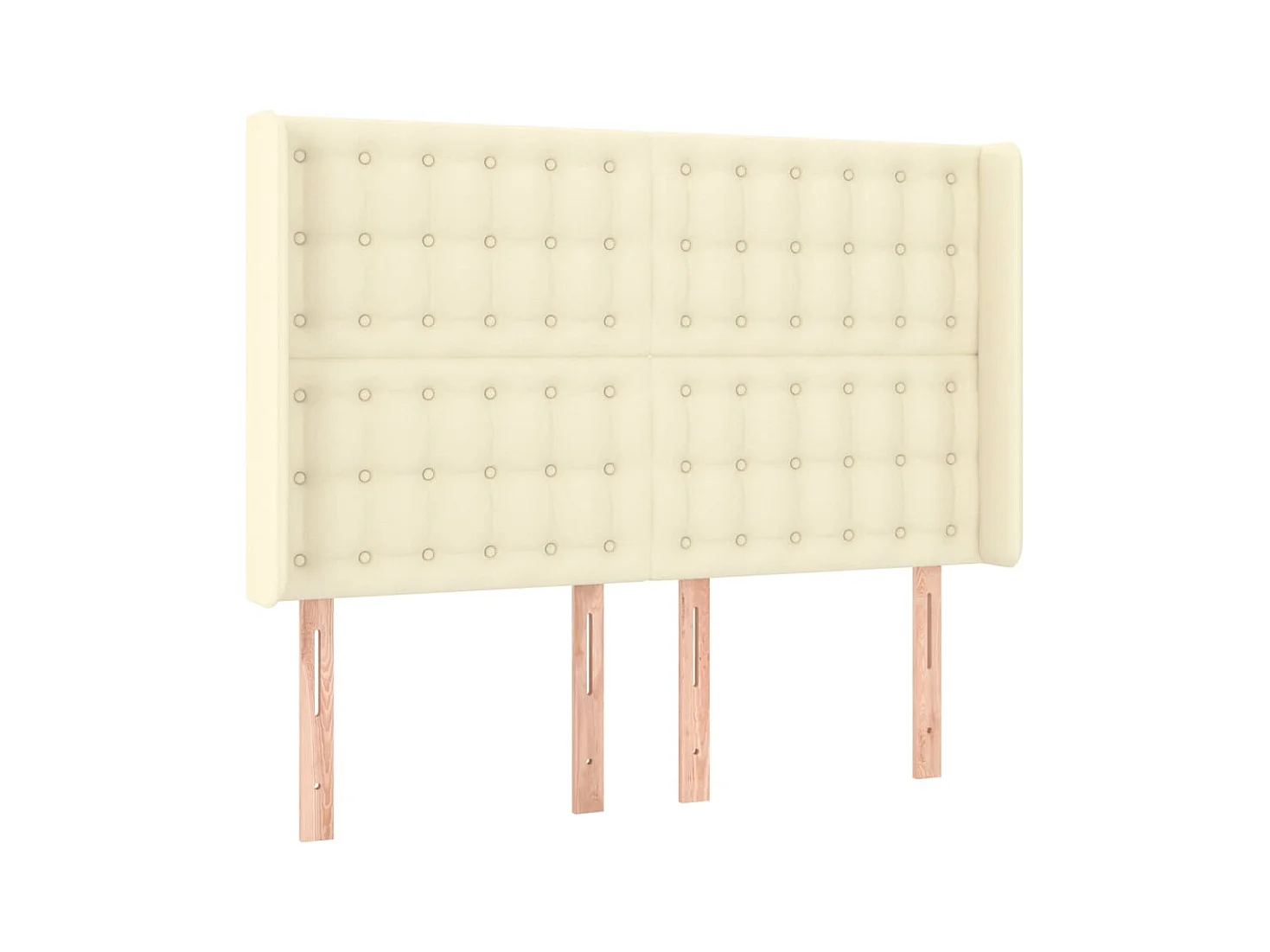 Cabecero | Cabezal de Cama | Mueble cabecero con orejas cuero sintético crema 147x16x118/128cm
