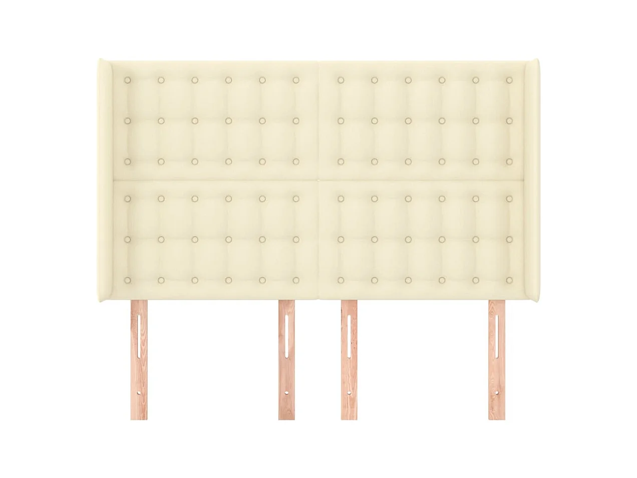 Cabecero | Cabezal de Cama | Mueble cabecero con orejas cuero sintético crema 147x16x118/128cm
