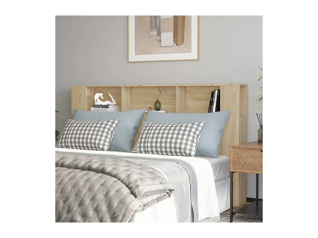 Tête de Lit avec rangement | Armoire de tête de lit Chêne sonoma 180x18,5x104,5 cm