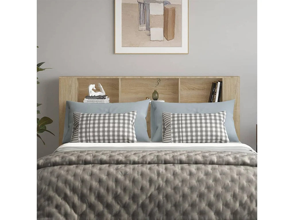 Tête de Lit avec rangement | Armoire de tête de lit Chêne sonoma 180x18,5x104,5 cm