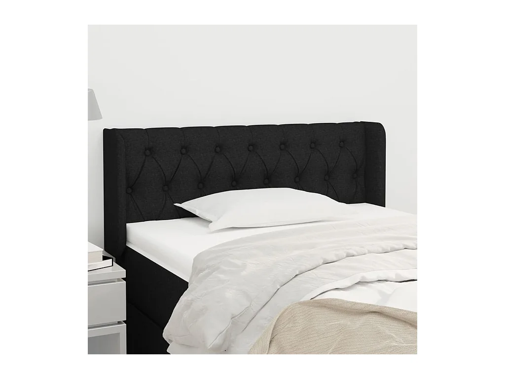 Tête de Lit | Panneau de tête pour lit Moderne avec oreilles Noir 103x16x78/88 cm Tissu