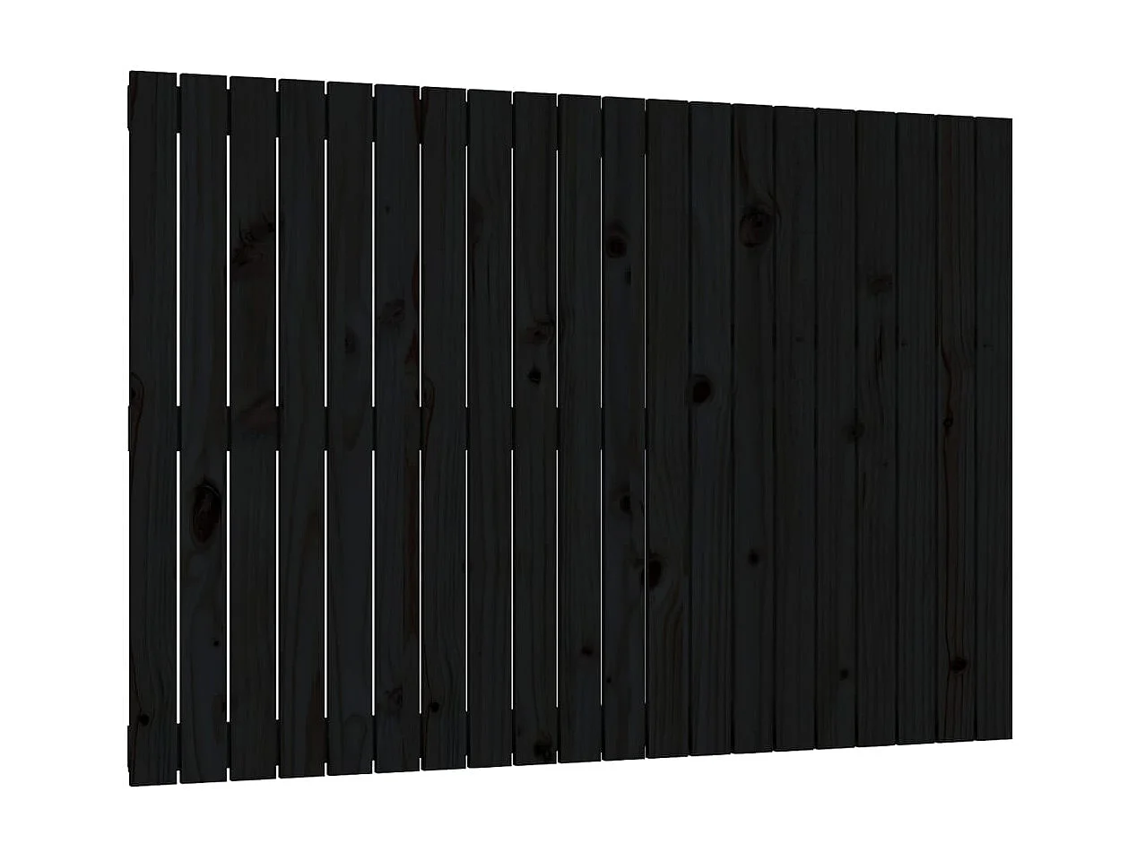 Tête de lit murale | Panneau de tête pour lit Moderne  Noir 127,5x3x90 cm Bois massif de pin