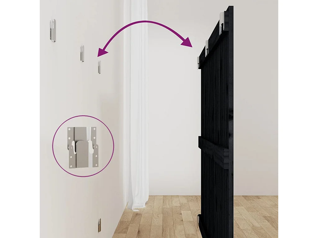 Tête de lit murale | Panneau de tête pour lit Moderne  Noir 127,5x3x90 cm Bois massif de pin