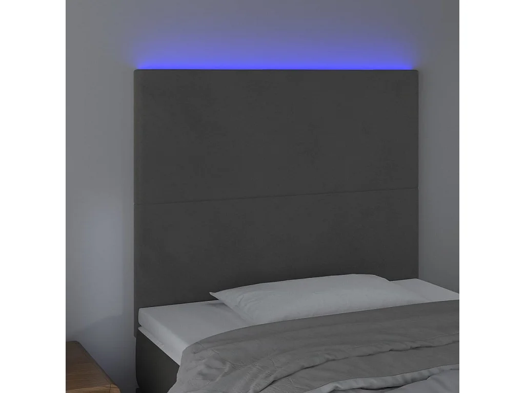 Hoofdbord | Hoofdeinde LED 80x5x118/128 cm fluweel donkergrijs
