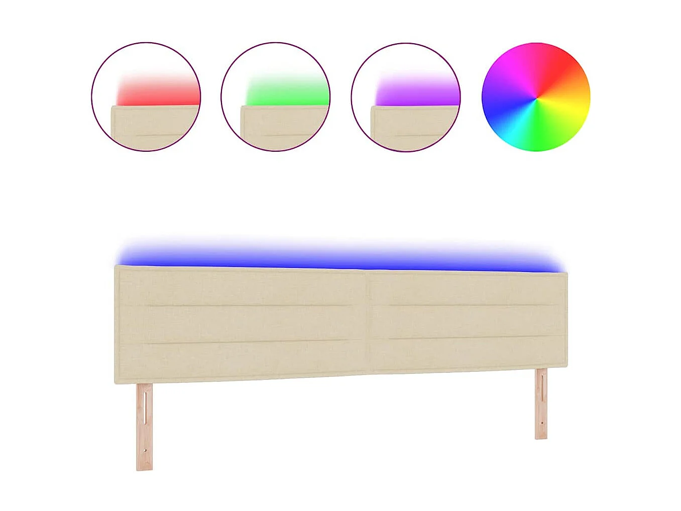 Tête de Lit | Panneau de tête pour lit Moderne LED avec des lumières à LED Crème 200 cm tissu