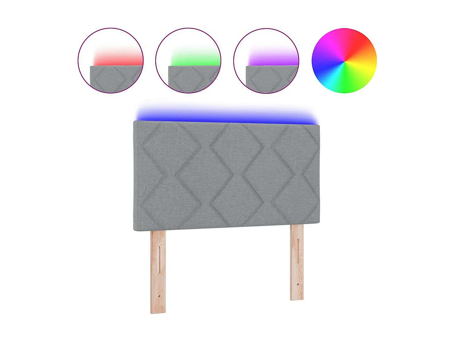 Cabecero | Cabezal de Cama | Mueble cabecero con luces de tiras LED Ajustable Gris Claro 80 cm tela