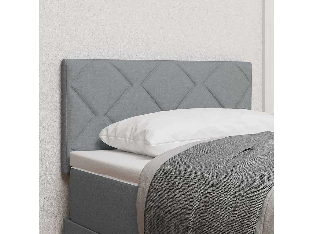Cabecero | Cabezal de Cama | Mueble cabecero con luces de tiras LED Ajustable Gris Claro 80 cm tela