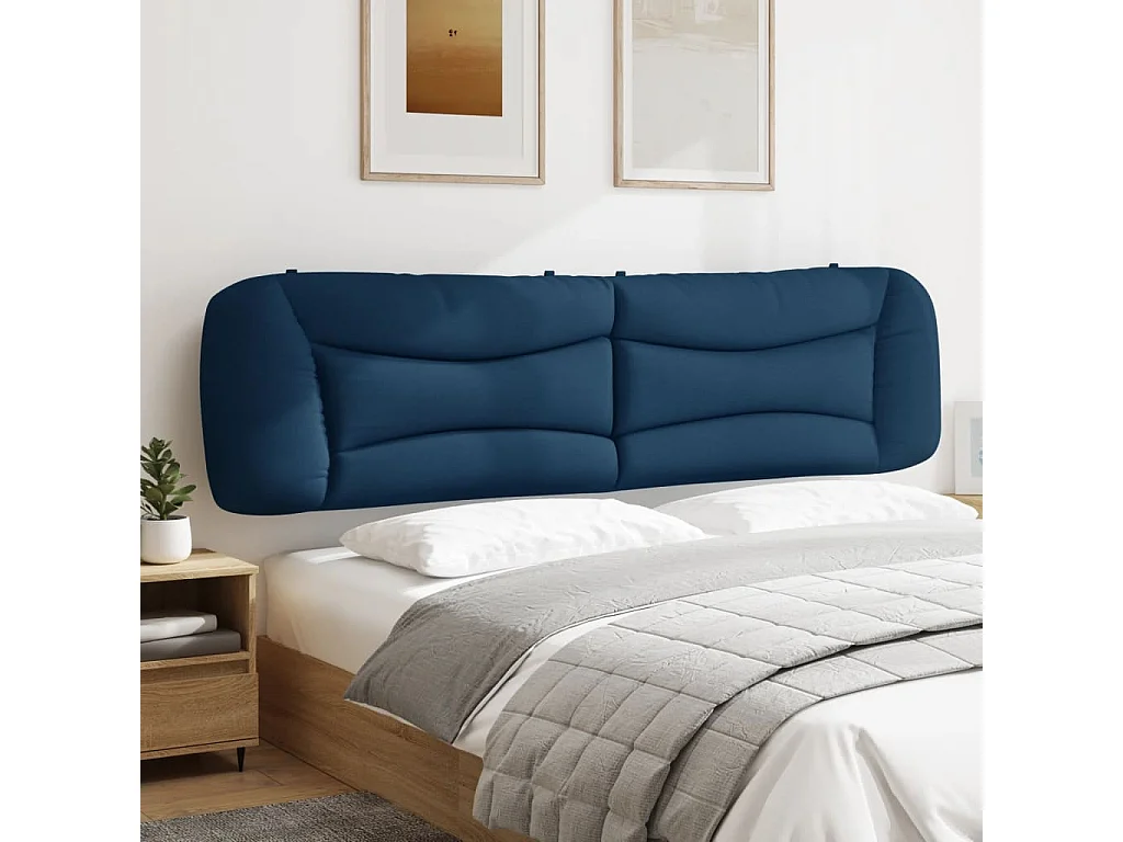 Cabecero de Cama | Cabezal de cama | Mueble de cabecero acolchado Hvar tela azul 200 cm