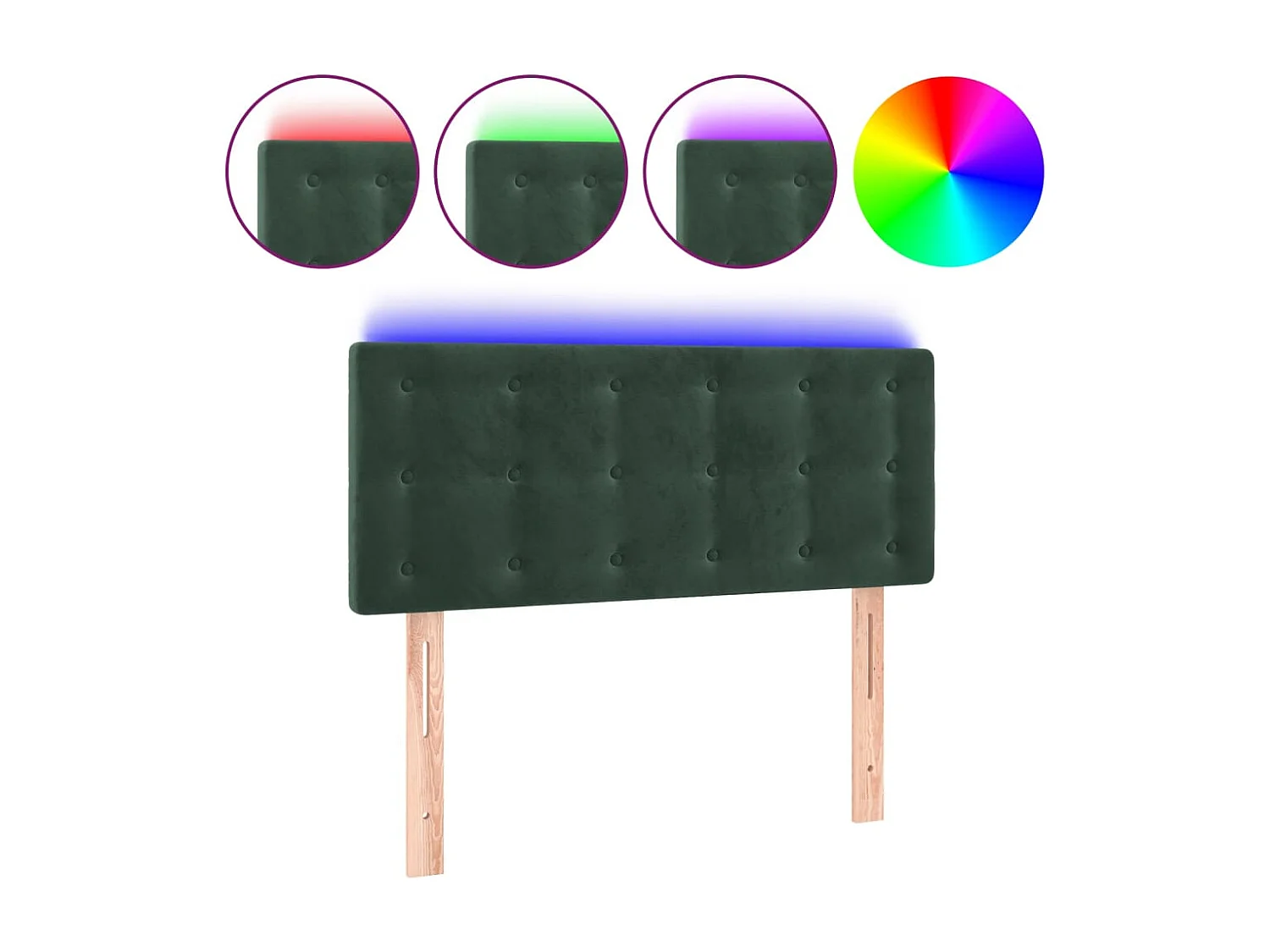 Hoofdbord | Hoofdeinde LED 90x5x78/88 cm fluweel donkergroen