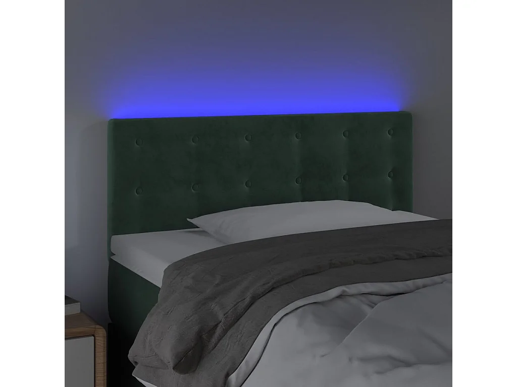 Hoofdbord | Hoofdeinde LED 90x5x78/88 cm fluweel donkergroen