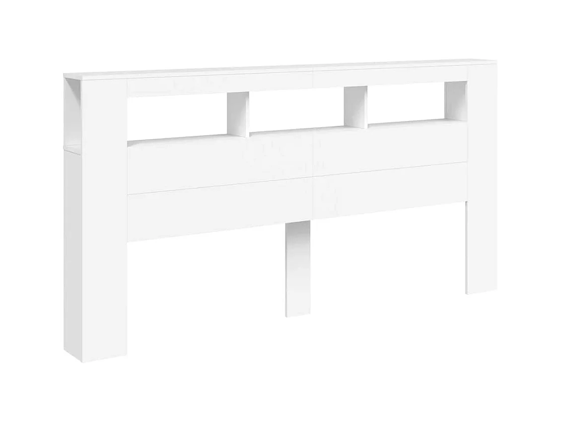 Cabecero | Cabezal de Cama | Mueble cabecero con LED madera de ingeniería blanco 200x18,5x103,5 cm