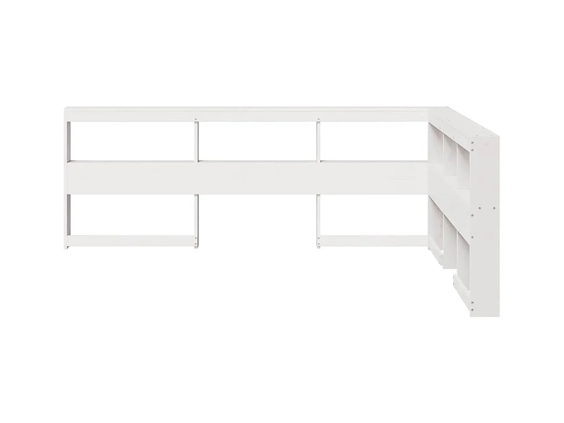 Mueble cabecero | Cabecero | Cabezal de cama librería en forma L madera maciza pino blanco 135 cm