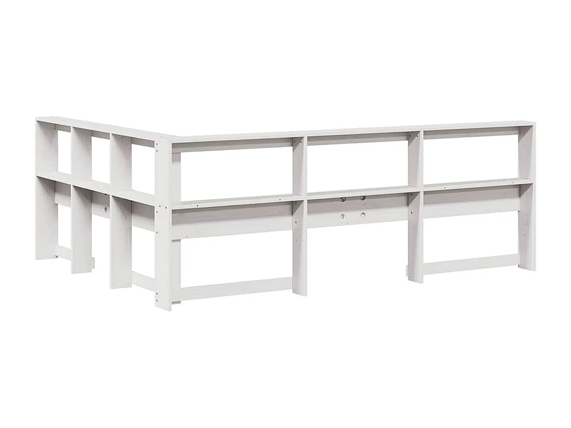 Mueble cabecero | Cabecero | Cabezal de cama librería en forma L madera maciza pino blanco 135 cm