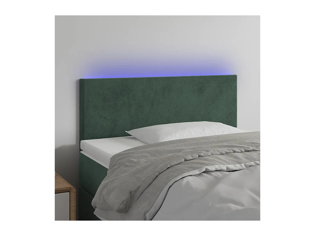 Cabecero | Cabezal de Cama | Mueble cabecero con LED de terciopelo verde oscuro 90x5x78/88 cm