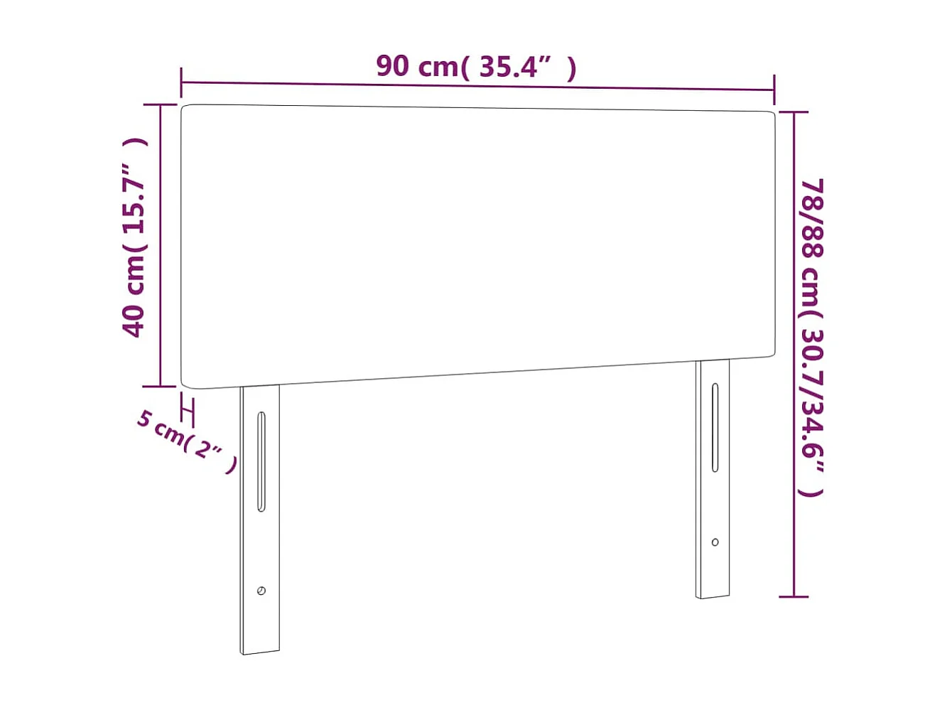 Hoofdbord | Hoofdeinde LED 90x5x78/88 cm fluweel donkergroen