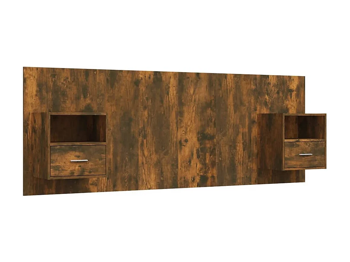 Hoofdbord | Hoofdeinde met kastjes bewerkt hout gerookt eikenkleurig