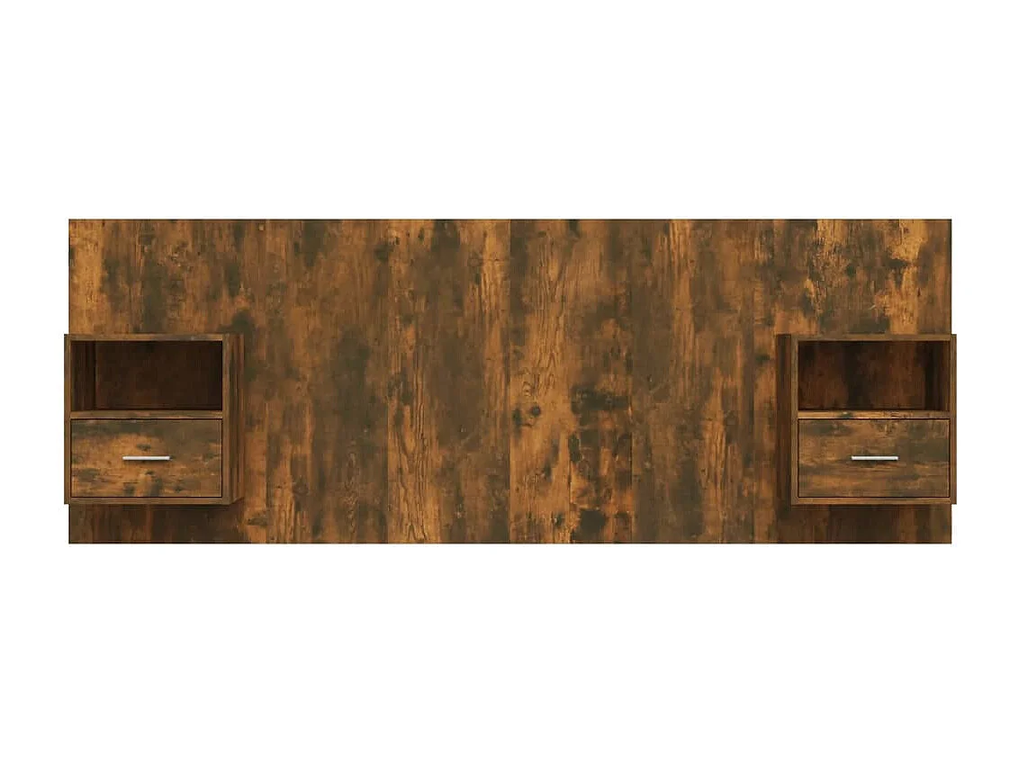 Hoofdbord | Hoofdeinde met kastjes bewerkt hout gerookt eikenkleurig