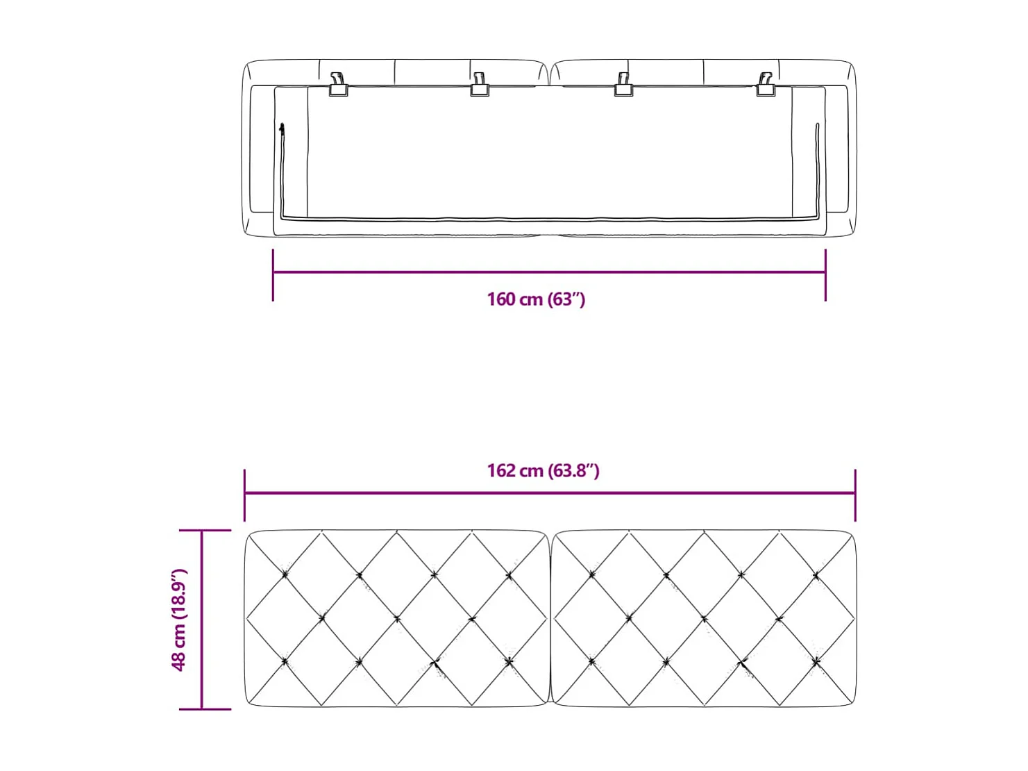 Hoofdbord | Hoofdbordkussen 160 cm fluweel donkergroen