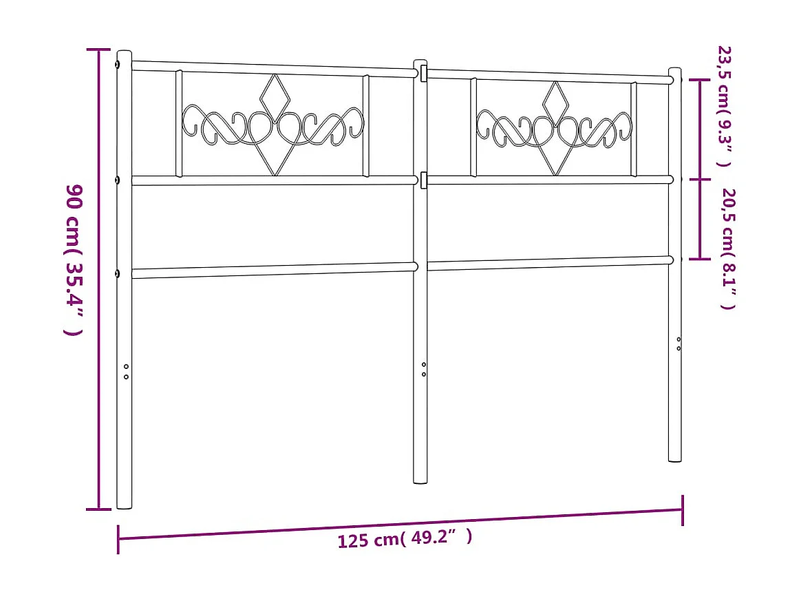 Tête de Lit | Panneau de tête pour lit Moderne métal blanc 120 cm
