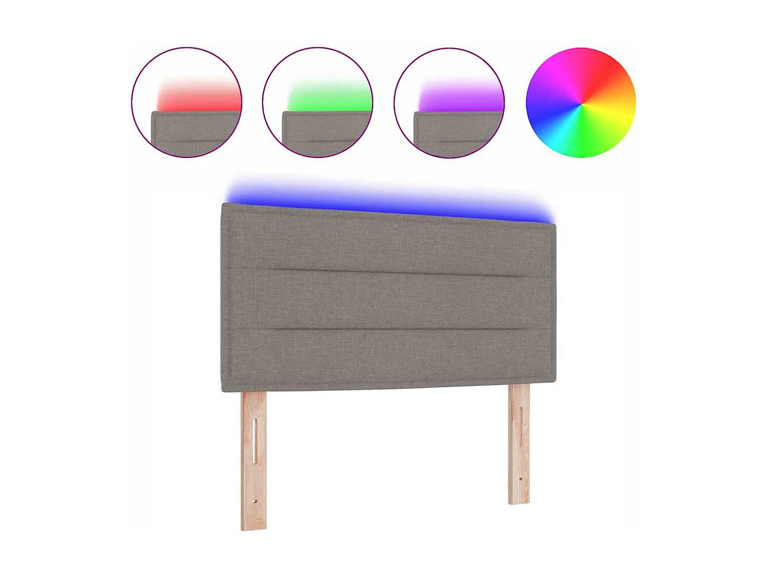 Mueble cabecero | Cabecero | Cabezal de cama LED con luces de tiras LED Manual Taupé 80 cm tela