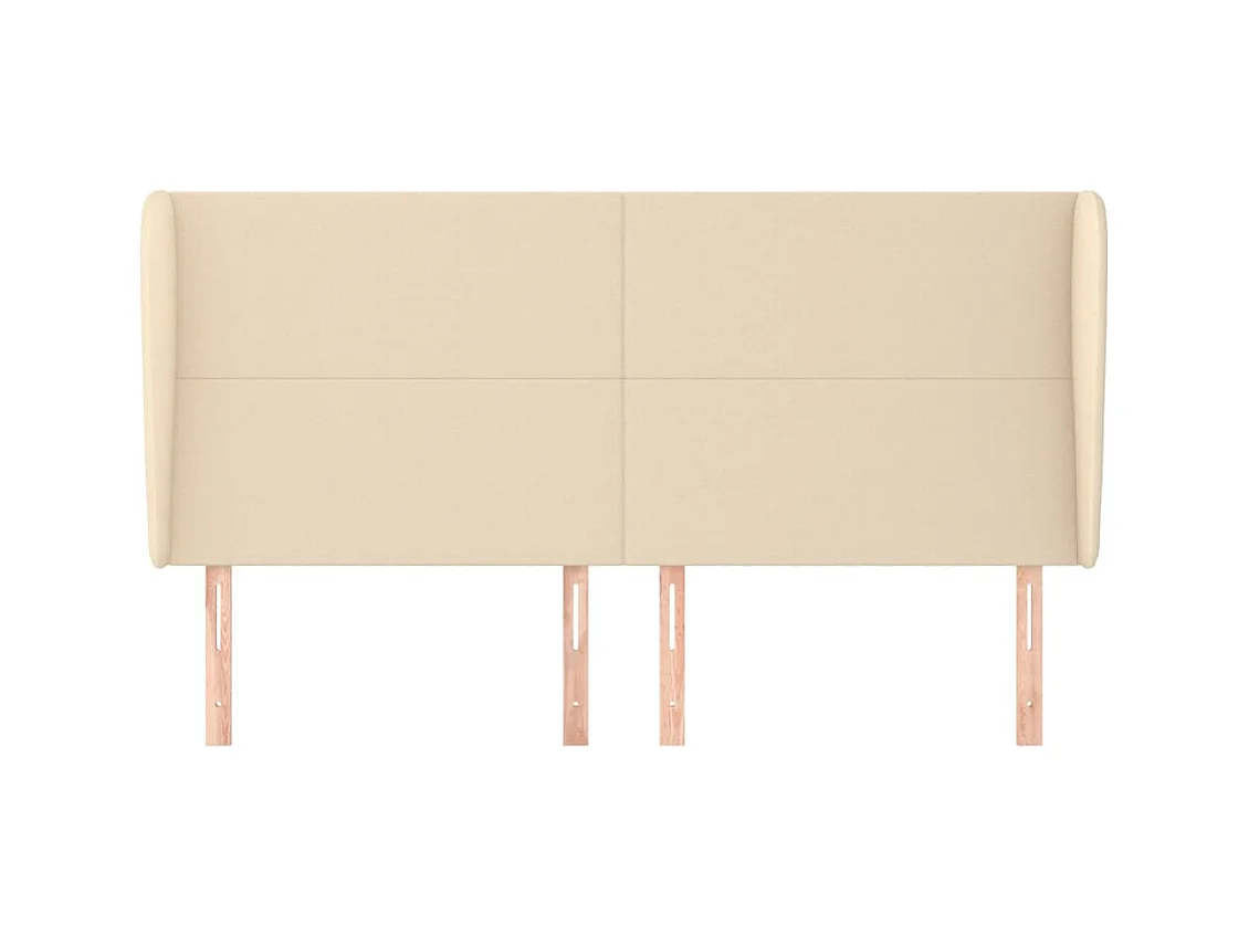 Cabecero | Cabezal de Cama | Mueble cabecero con orejas de tela color crema 183x23x118/128 cm