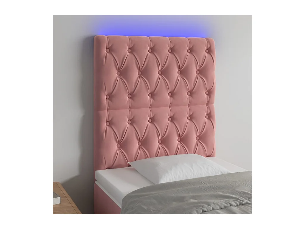 Tête de Lit | Panneau de tête pour lit Moderne à LED Rose 80x7x118/128 cm Velours