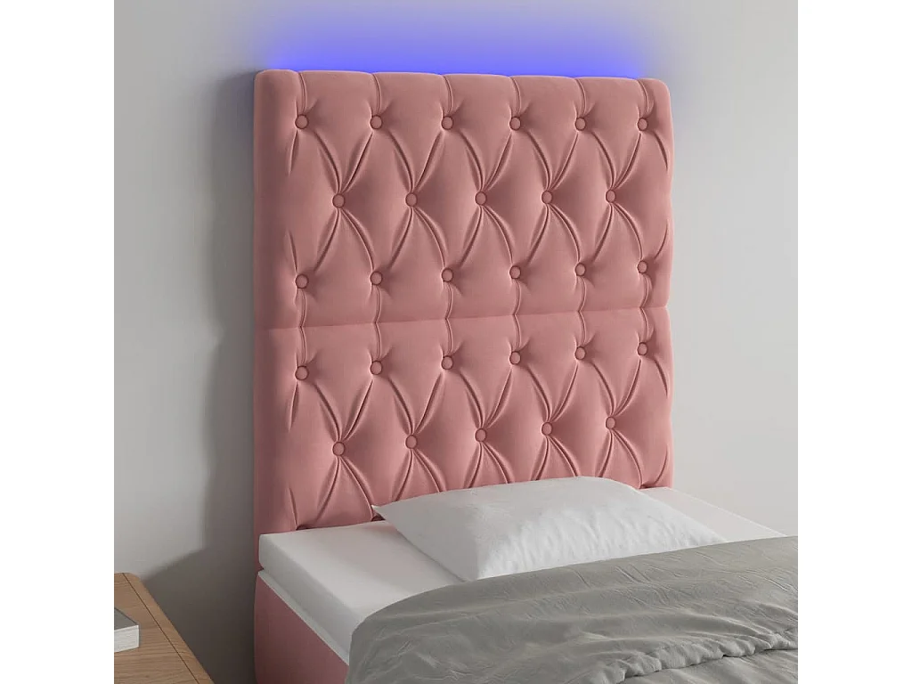 Hoofdbord | Hoofdeinde LED 80x7x118/128 cm fluweel roze