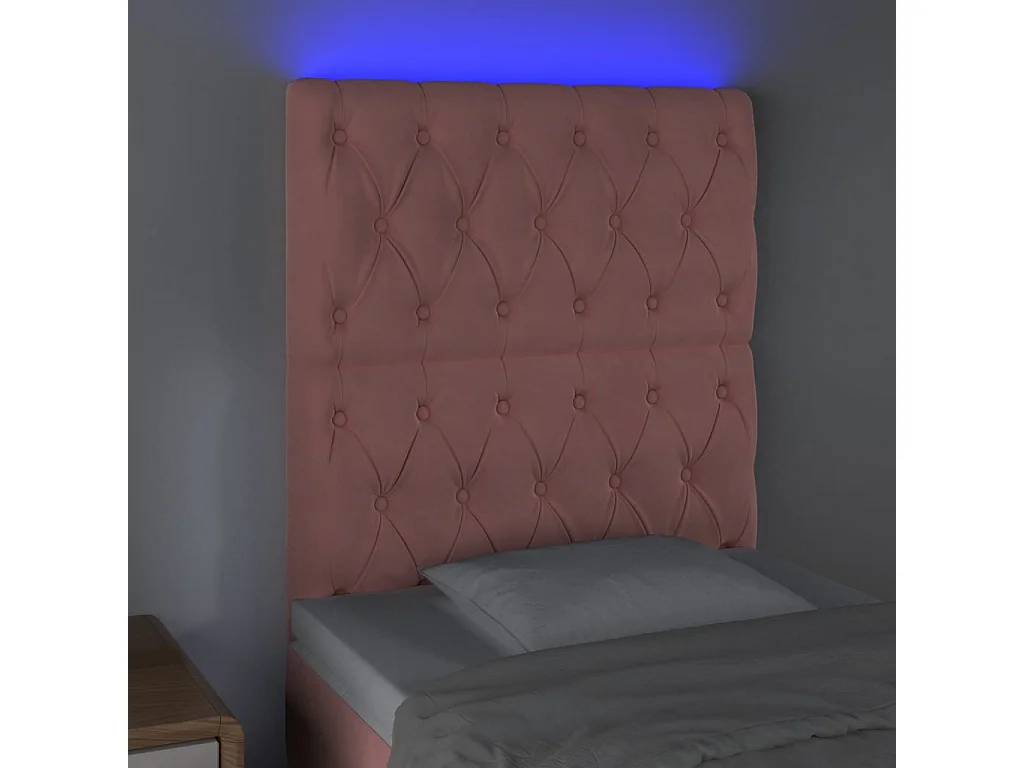 Hoofdbord | Hoofdeinde LED 80x7x118/128 cm fluweel roze