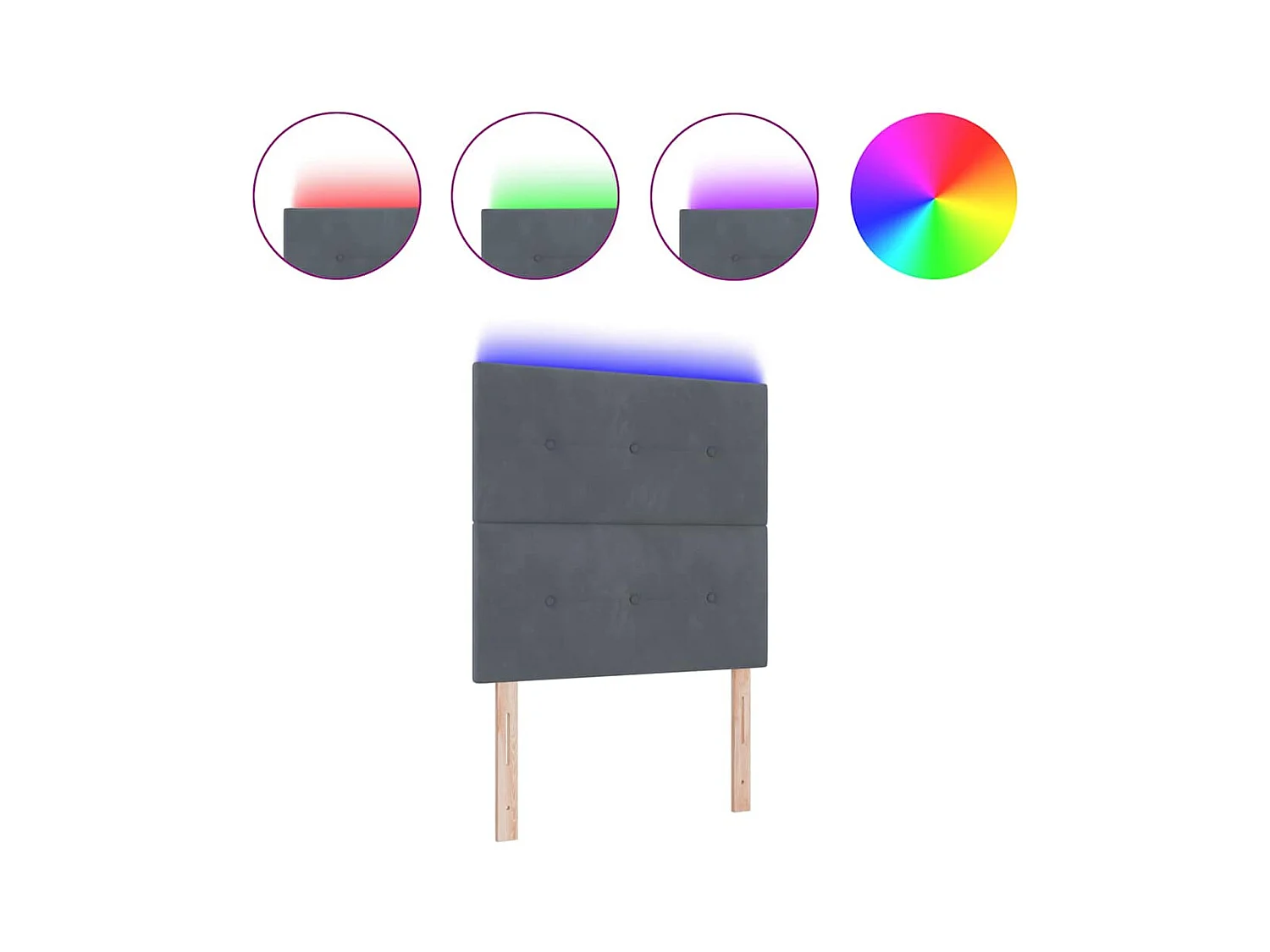 Cabecero | Cabezal de Cama | Mueble cabecero con luces de tiras LED Ajustable Gris 80 cm Terciopelo