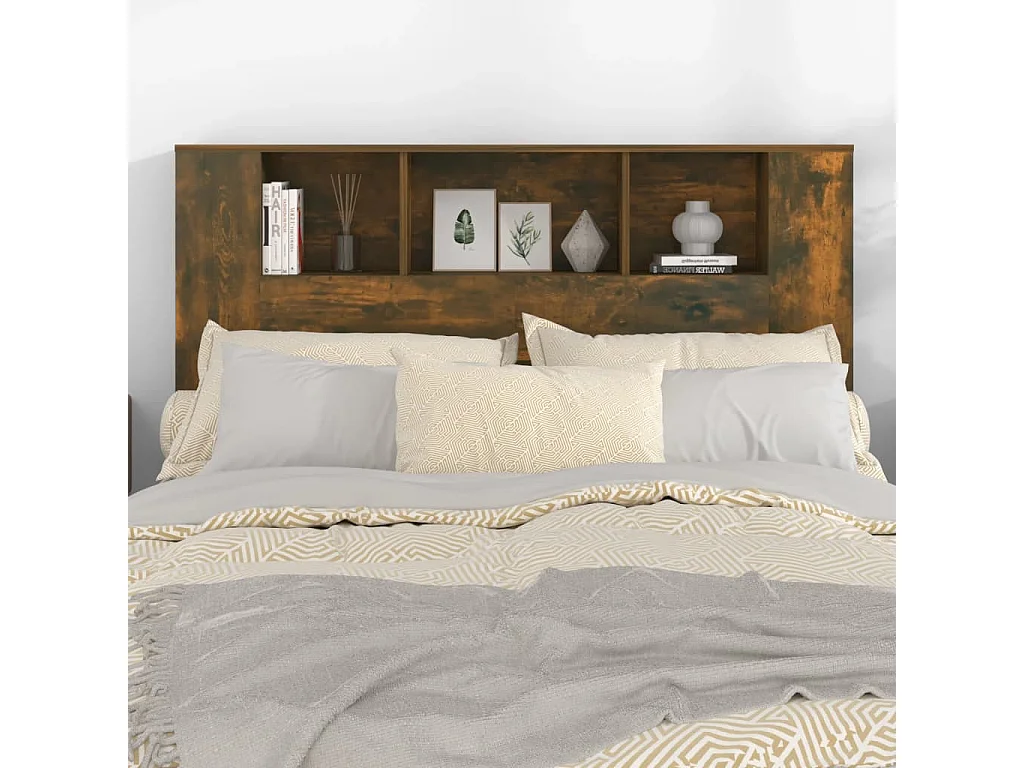 Cabecero de Cama | Cabezal de Cama | Mueble cabecero roble ahumado 140x18,5x104,5 cm