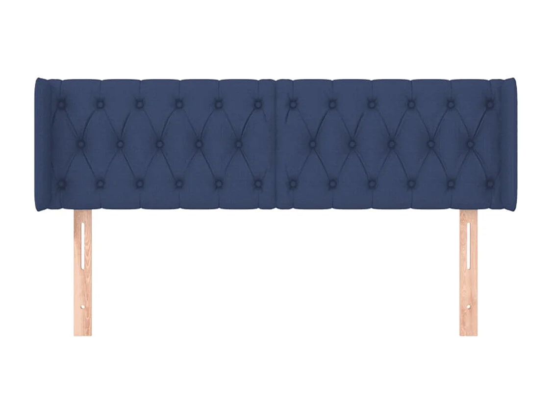 Tête de Lit | Panneau de tête pour lit Moderne avec oreilles Bleu 147x16x78/88 cm Tissu
