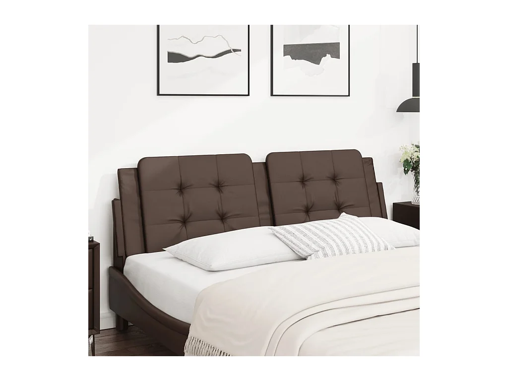 Cabecero de Cama | Cabezal de cama | Mueble de cabecero acolchado Zadar cuero sintético marrón 160 cm