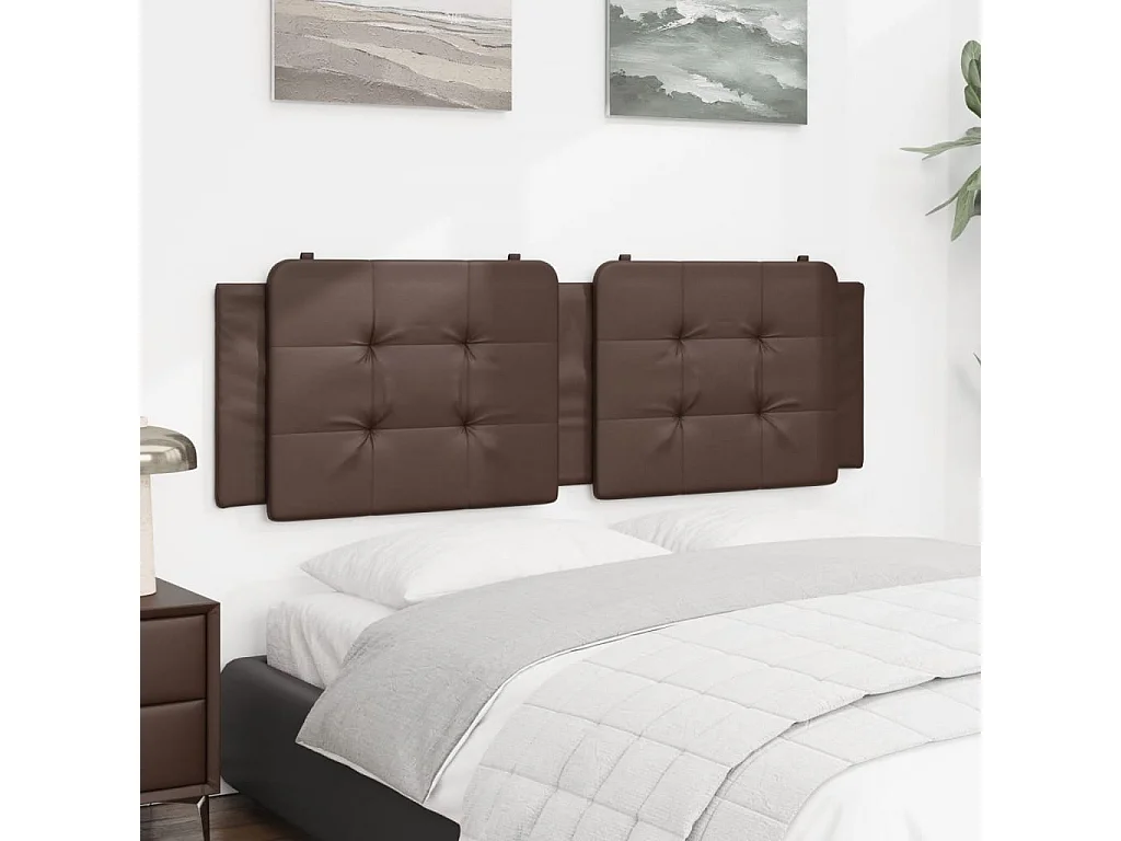 Cabecero de Cama | Cabezal de cama | Mueble de cabecero acolchado Zadar cuero sintético marrón 160 cm