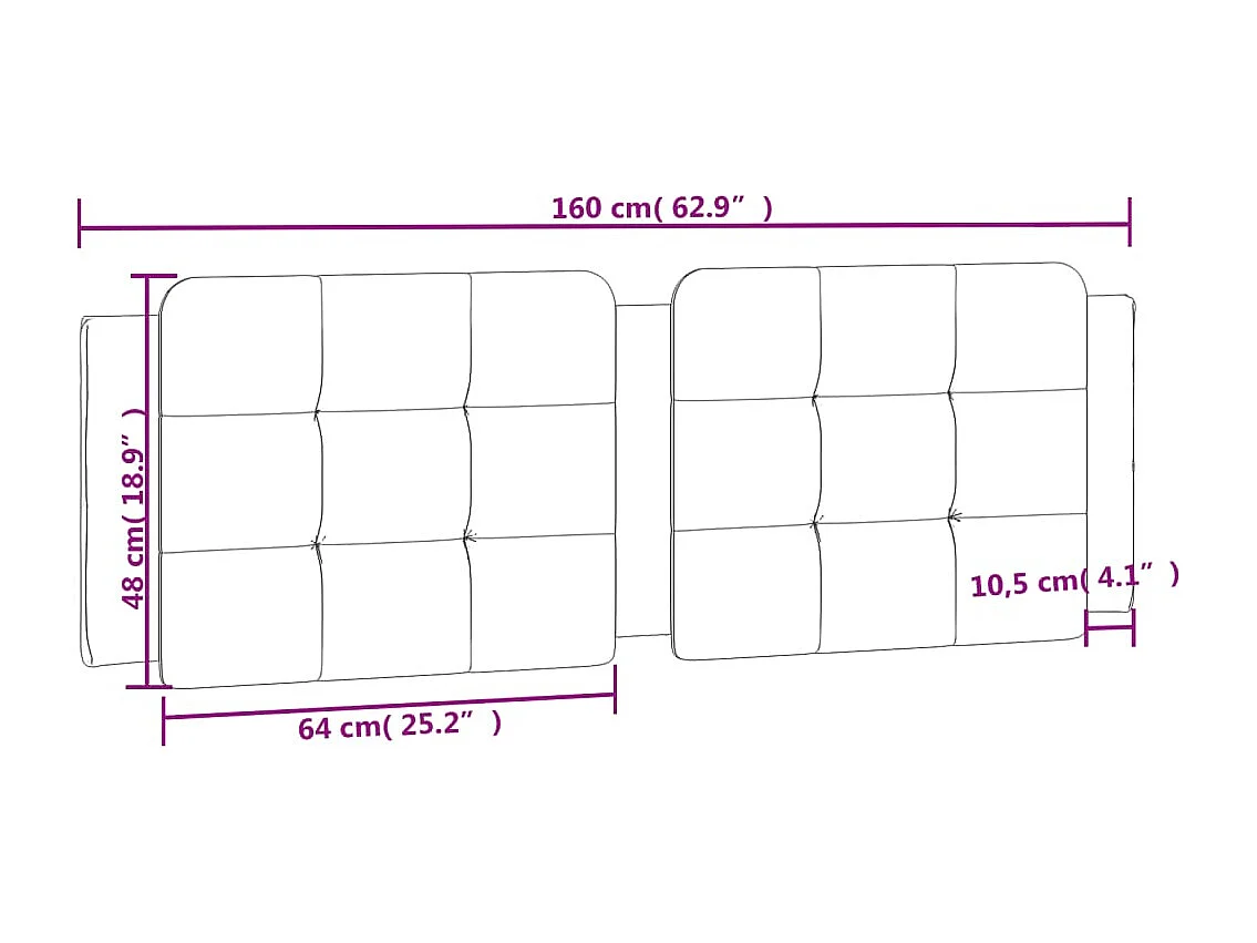 Cabecero de Cama | Cabezal de cama | Mueble de cabecero acolchado Zadar cuero sintético marrón 160 cm