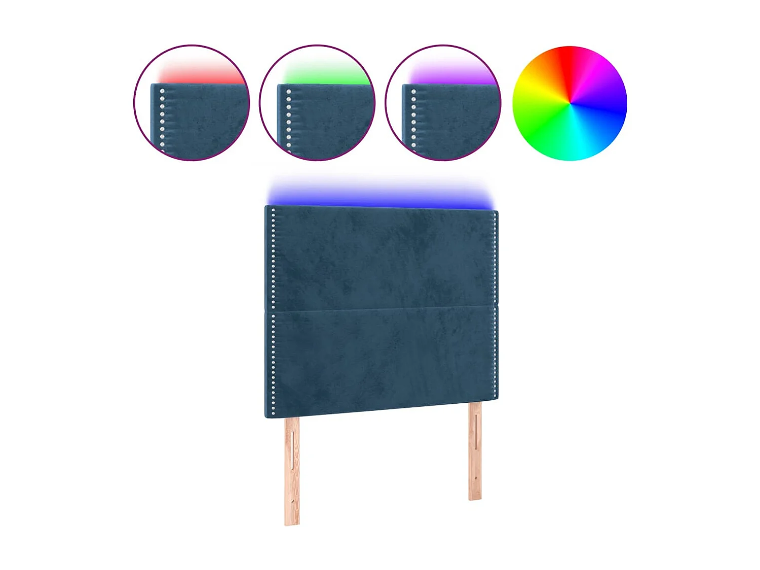 Tête de Lit | Panneau de tête pour lit Moderne à LED Bleu foncé 80x5x118/128 cm Velours