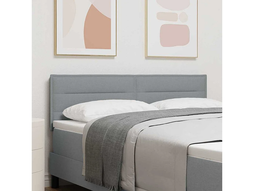 Mueble cabecero | Cabecero | Cabezal de cama LED con luces de tiras LED Gris claro 144 cm tela