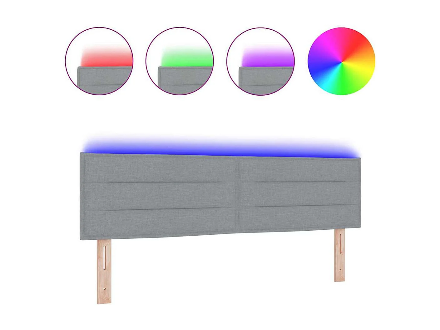 Mueble cabecero | Cabecero | Cabezal de cama LED con luces de tiras LED Gris claro 144 cm tela