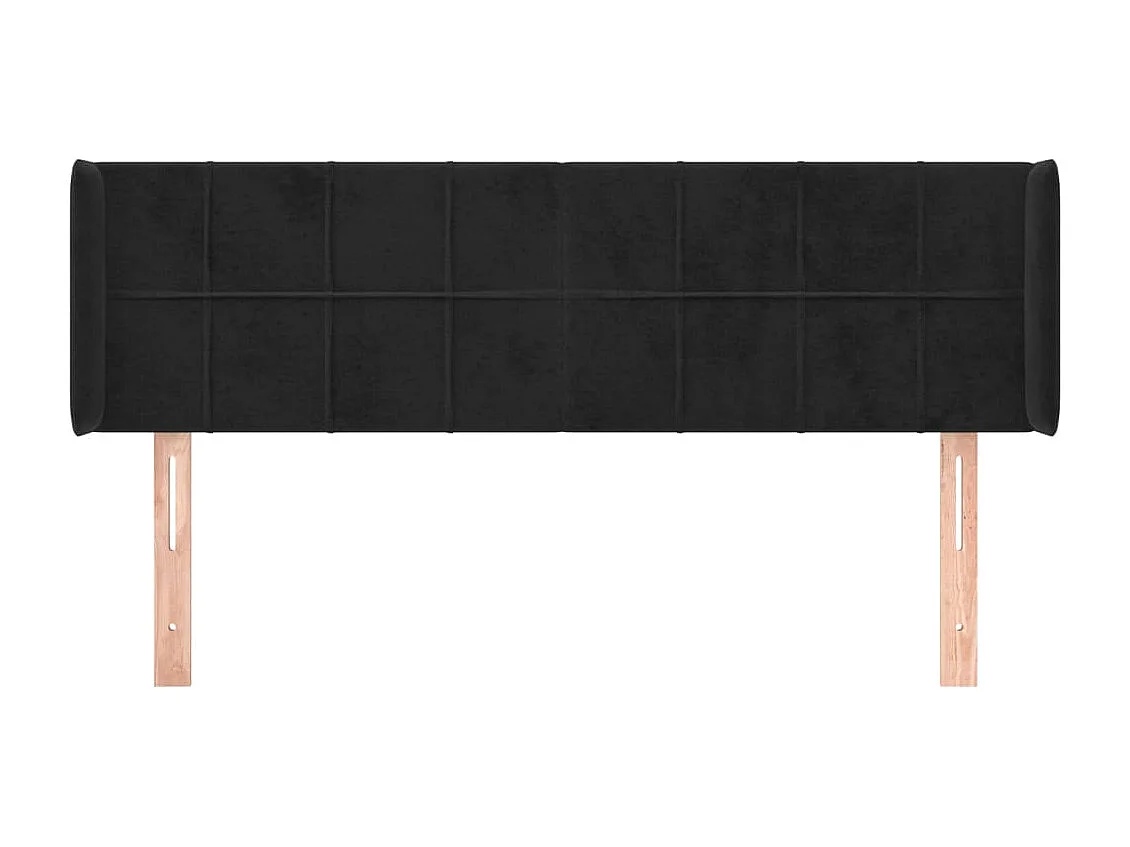 Mueble cabecero | Cabezal de cama | Cabecero de terciopelo negro 147x16x78/88 cm