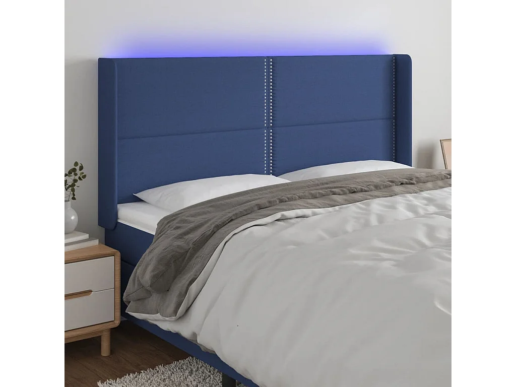 Hoofdbord | Hoofdeinde LED 203x16x118/128 cm stof blauw