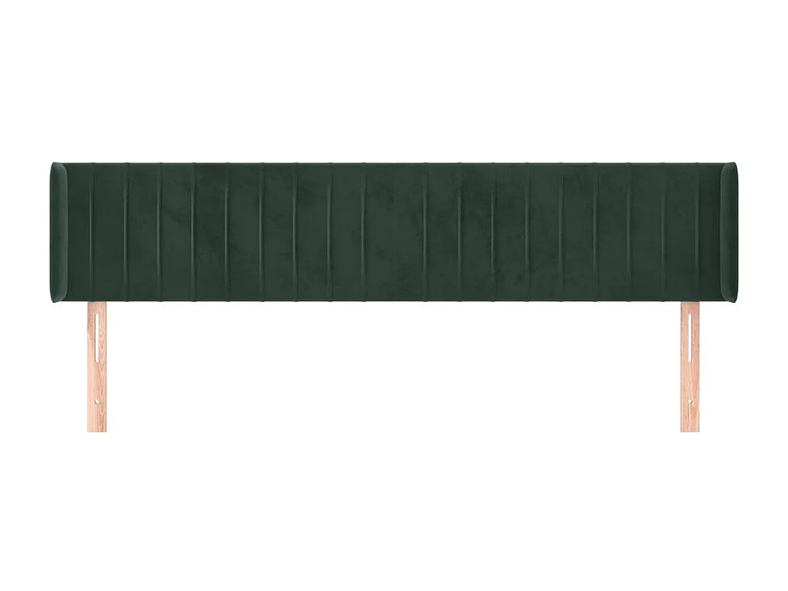 Tête de Lit | Panneau de tête pour lit Moderne avec oreilles Vert foncé 163x16x78/88 cm Velours