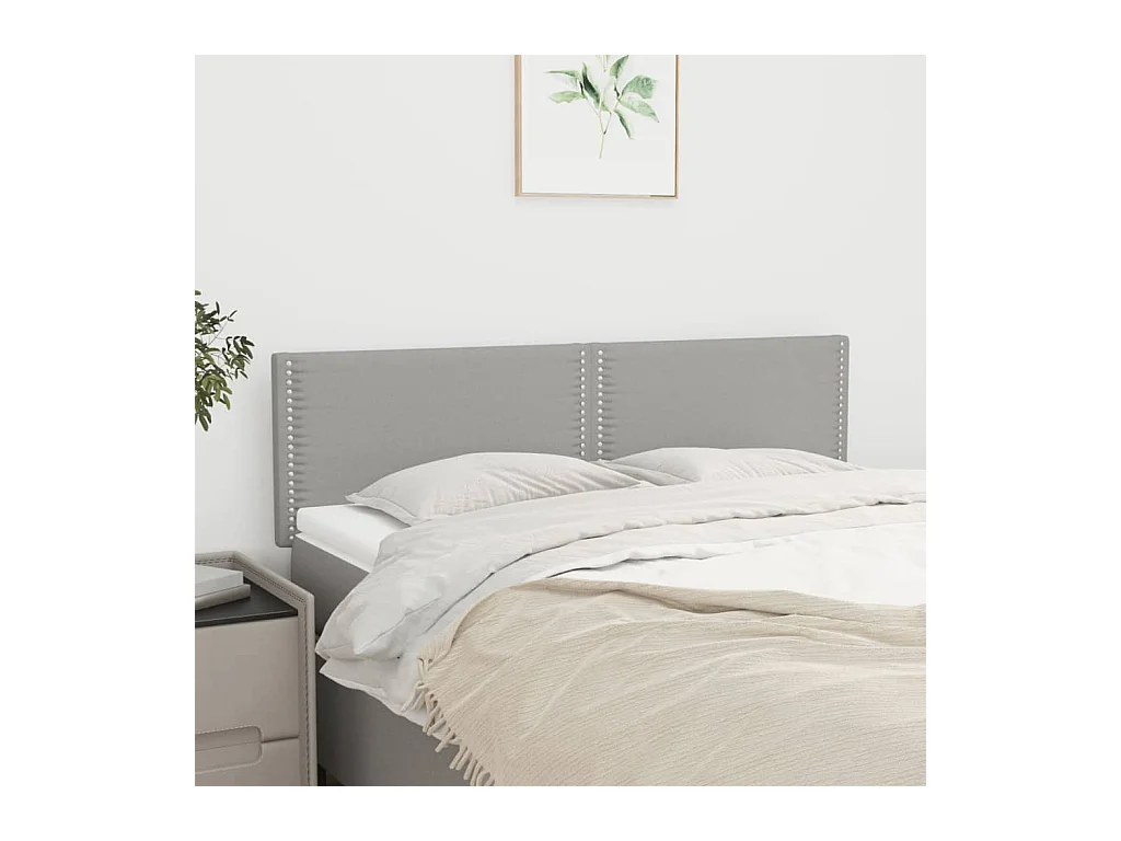 Cabeceros | Cabezal de cama | Mueble de cabecero 2 unidades tela gris claro 72x5x78/88 cm