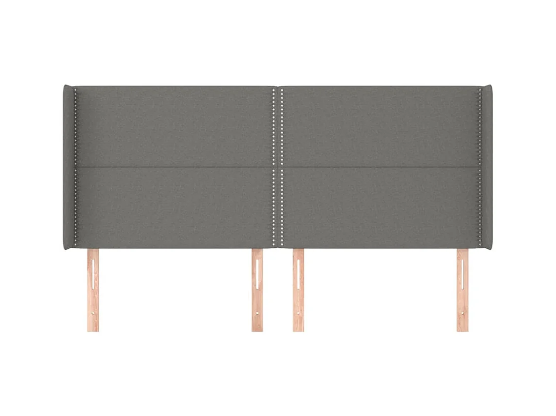 Cabecero | Cabezal de Cama | Mueble cabecero con orejas de tela gris oscuro 183x16x118/128 cm