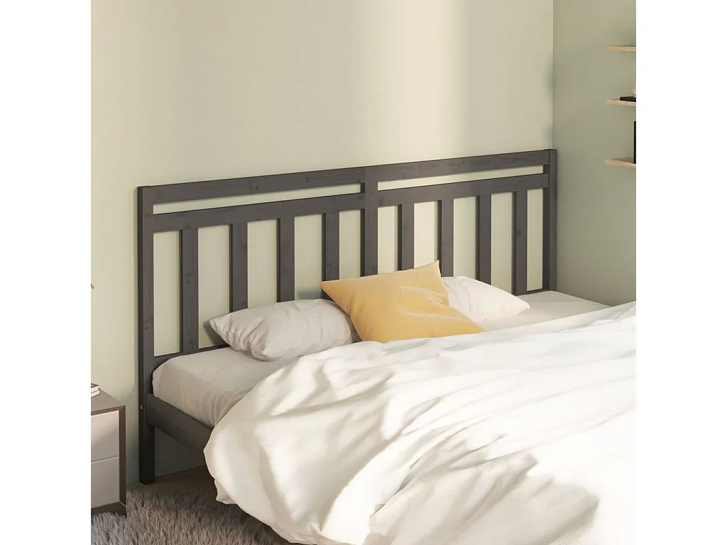 Tête de Lit | Panneau de tête pour lit Moderne Gris 206x4x100 cm Bois massif de pin