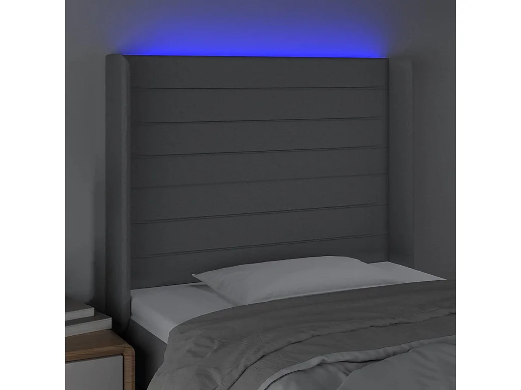 Hoofdbord | Hoofdeinde LED 83x16x118/128 cm stof lichtgrijs